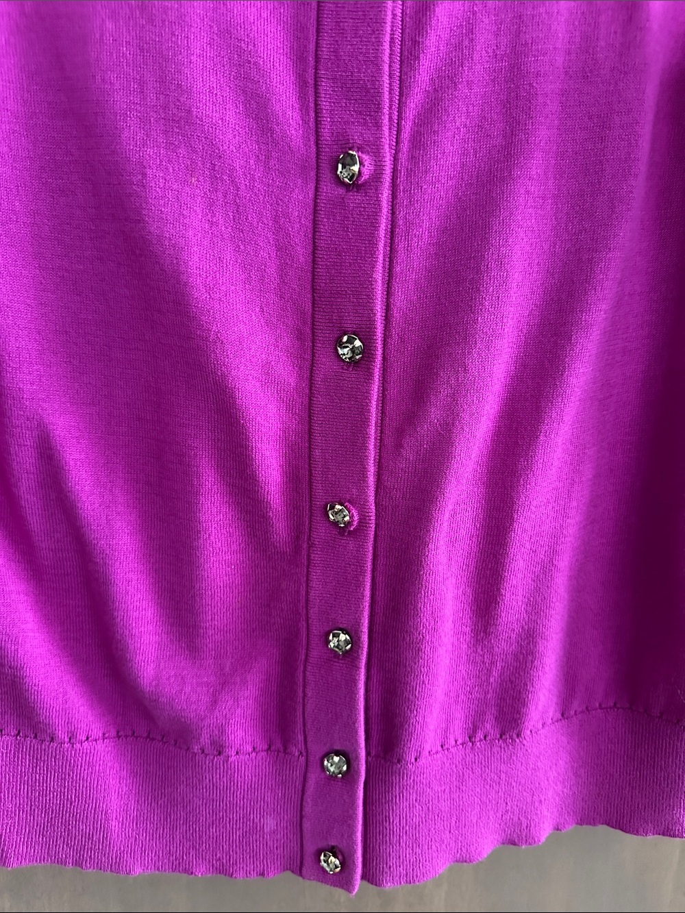 Kate Spade Leni Jewel Embellished 100% Cotton 3/4 Sleeve Purple Cardigan Size M - Picture 5 of 12
